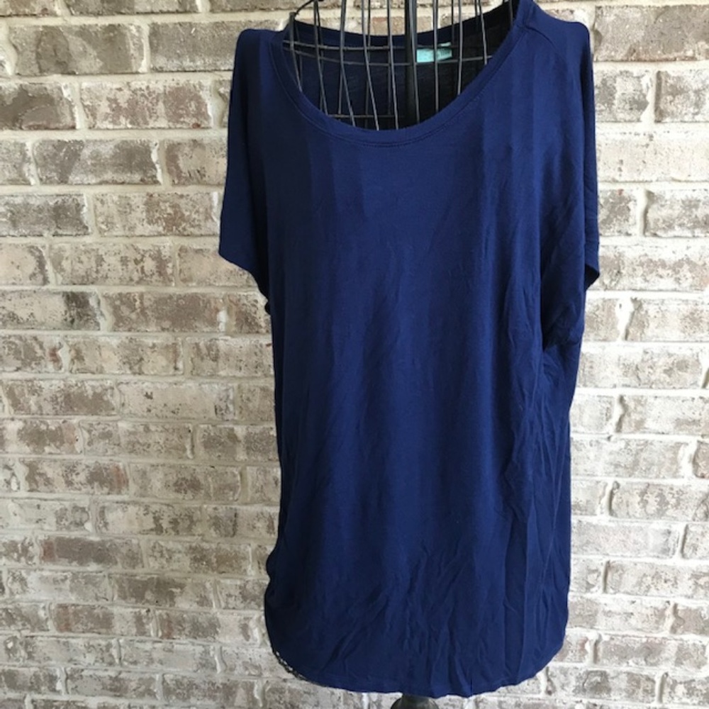 Free to Live Tunic Top One Size Retro Navy Blue